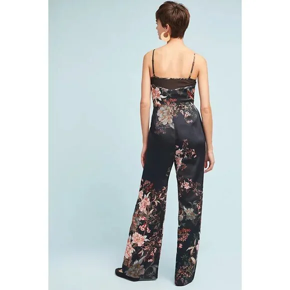 Adelyn Rae Rosanna Anthropologie Black Floral Jumpsuit Large L NWT $178 MSRP - Picture 2 of 5